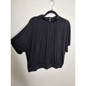 Worthington Blouse Womens XL Black Short Sleeve Career Office Minimalist